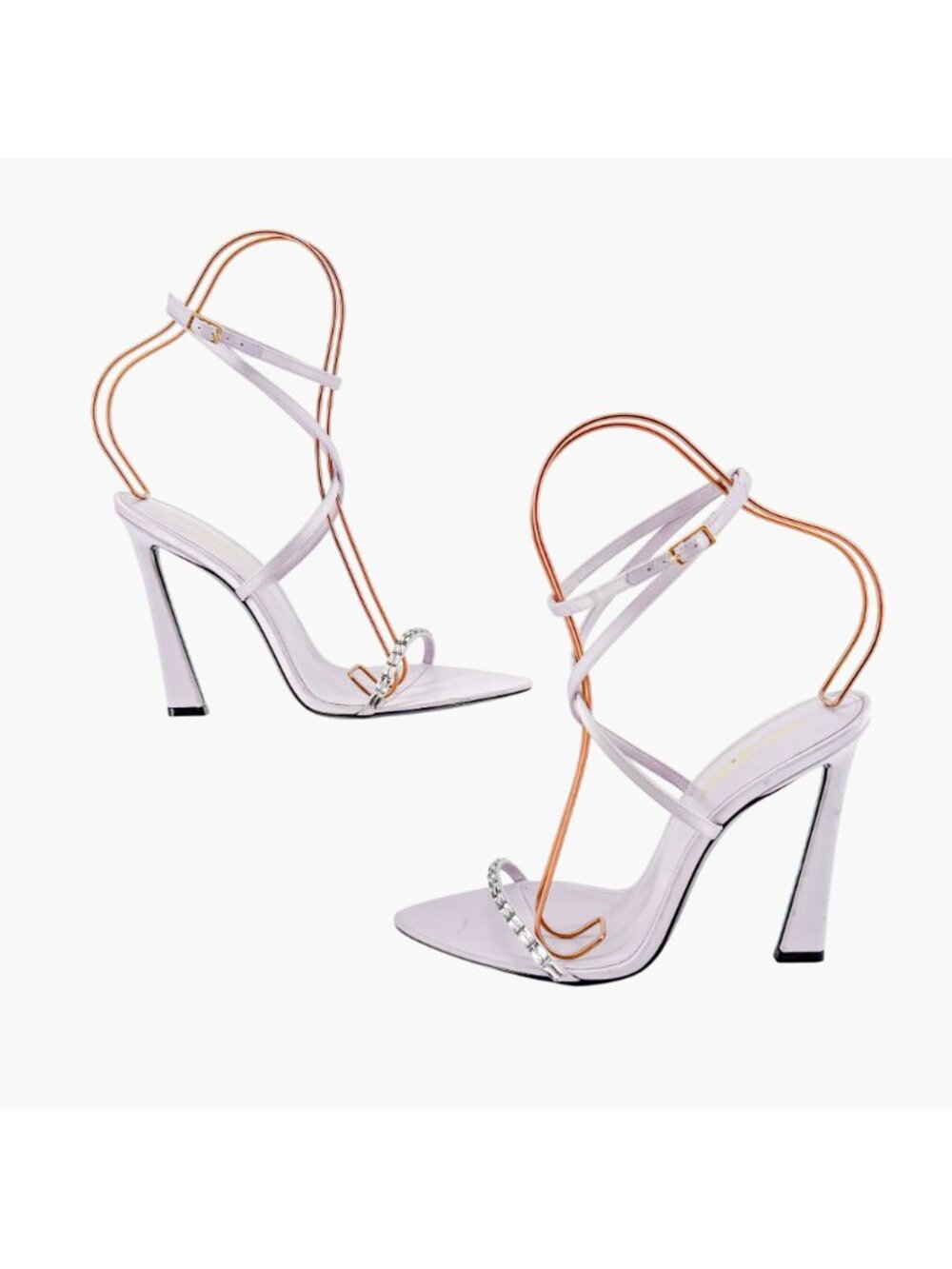 Saint Laurent Gippy Crystal Sandals EU 39.5 US 9.5 Lilac Purple Satin High Heels - Picture 7 of 13